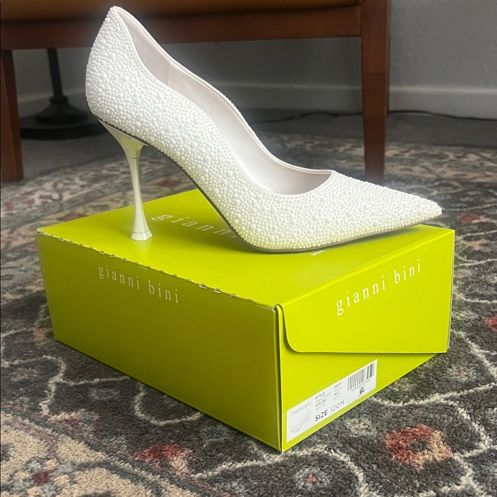 Gianni Bini Ivory Beaded Heels